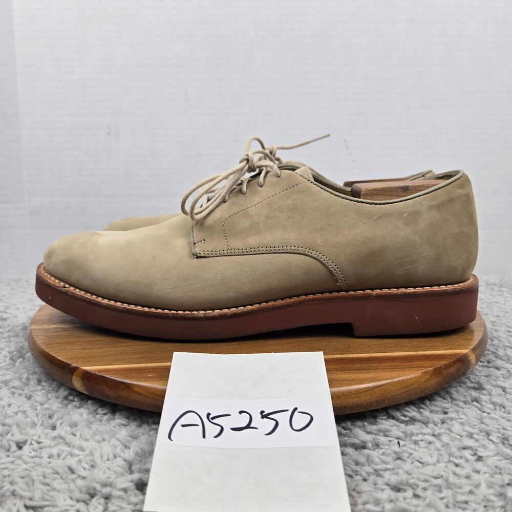Brooks Brothers Men 11.5D Tan Nubuck Suede Plain Toe Derby Oxford Dress Shoe
